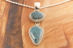 Genuine Blue Kingman Web Turquoise Pendant by Artie Yellowhorse